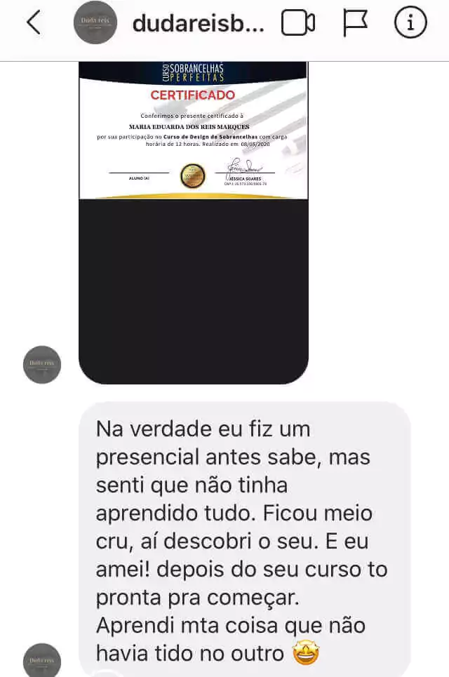 Jéssica Soares - Curso Sobrancelhas Perfeitas - depoimento